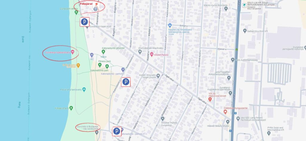 strand megközelítése térkép